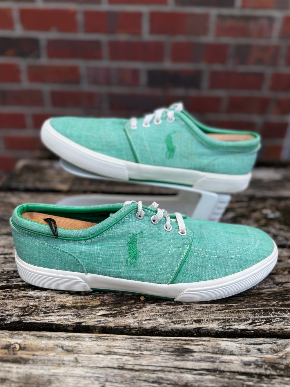 Polo Ralph Lauren Faxon Low Men’s Sz 11D Mint Green Canvas Lace-Up Sneakers X5